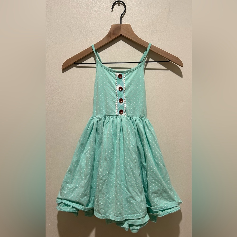 Swoon Baby Mint Green w/ White Dots Sleeveless Double Layer Dress - Girls Size 8